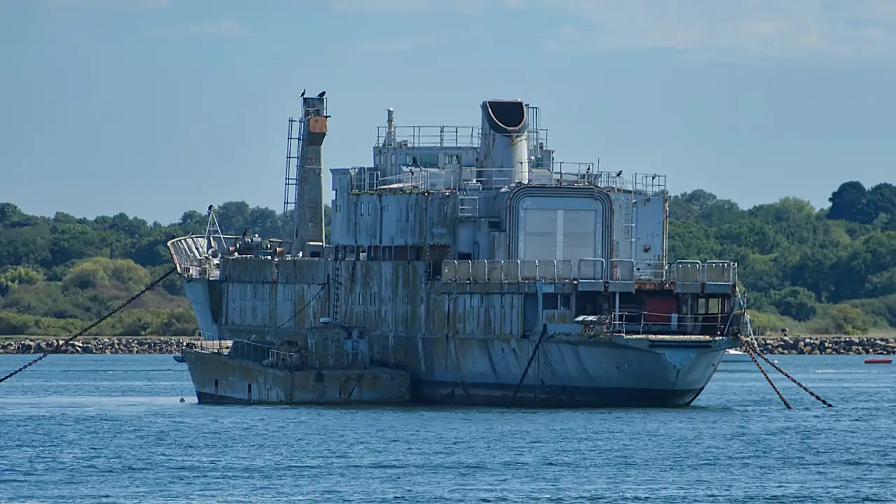Navire à quai dans la rade de Lorient