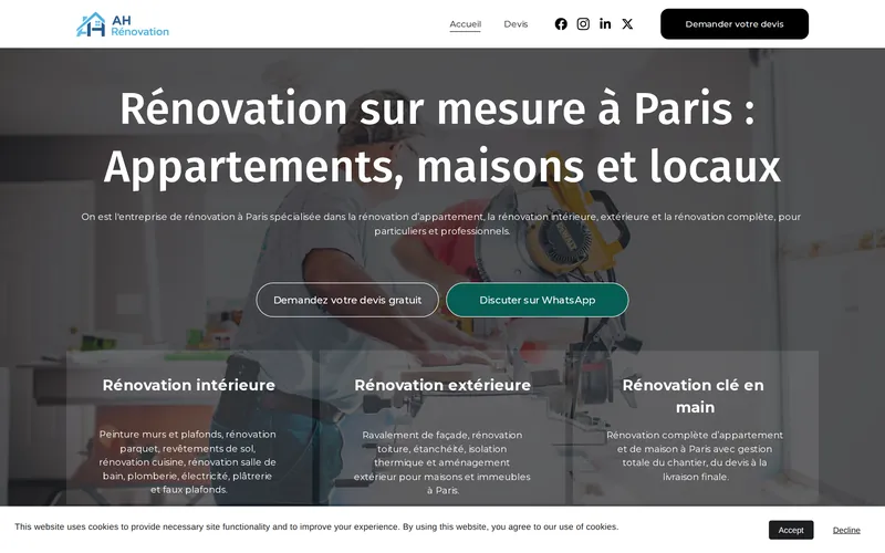 Aperçu du site AH Rénovation, réalisé par Ghassanova SEO