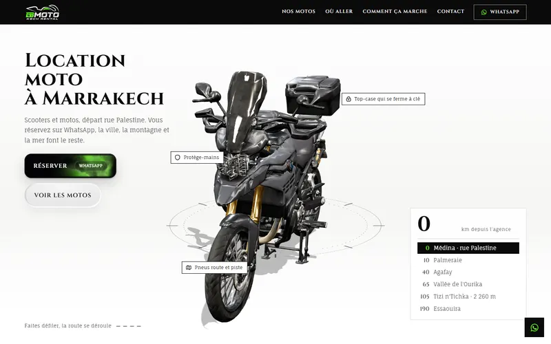 Page d'accueil du site BB Moto Marrakech, réalisé par Ghassanova