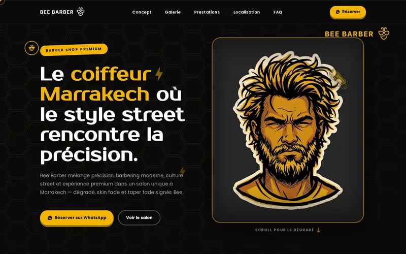 Aperçu du site Bee Barber, réalisé par Ghassanova SEO