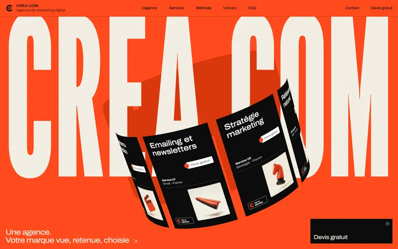 Page d'accueil du site Crea Com, réalisé par Ghassanova