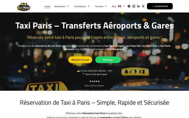 Aperçu du site Taxi Hôtel Paris, réalisé par Ghassanova SEO
